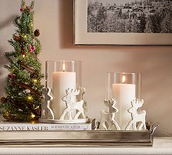 Gingerbread Reindeer Hurricane Candle Holder
