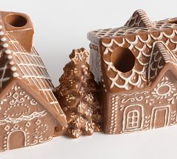 Ceramic Gingerbread Village Candle Holder