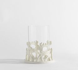 Gingerbread Reindeer Hurricane Candle Holder