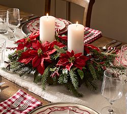 Faux Red Poinsettia Centerpiece
