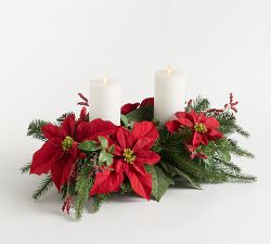 Faux Red Poinsettia Centerpiece