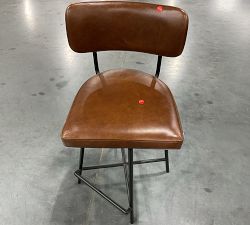 Open Box: Maison Leather Swivel Counter Stool (25"H) - Statesville Molasses,  Dark Iron Finish