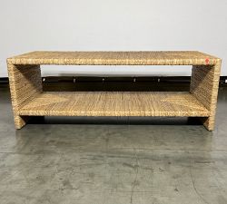 Open Box: Malibu Rectangular Woven Coffee Table without Glass Top (48") - Natural