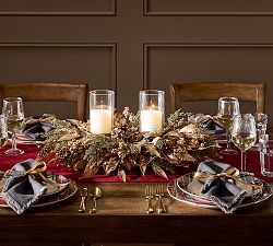 Faux Gold Leaf &amp; Berry Centerpiece