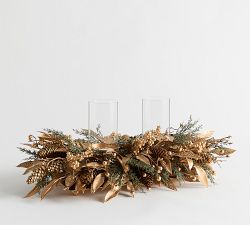 Faux Gold Leaf &amp; Berry Centerpiece