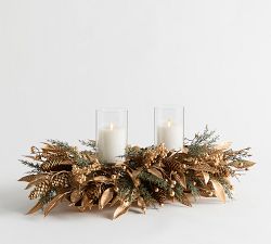 Faux Gold Leaf &amp; Berry Centerpiece