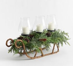 Faux Sled &amp; Greenery Centerpiece