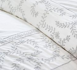 Emilie Embroidered Percale Duvet Cover