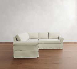York Roll Arm Slipcovered 3-Piece L-Shaped Sectional (93")