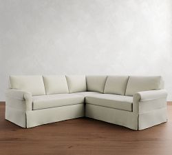 York Roll Arm Slipcovered 3-Piece L-Shaped Sectional (93")