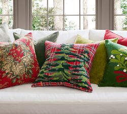 Elliot Tree Plaid Embroidered Pillow Cover
