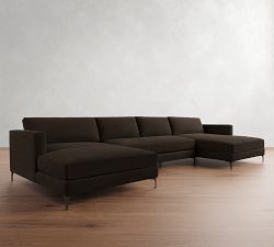 Jake Leather Double Chaise Sectional (145"&ndash;164")