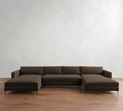 Jake Leather Double Chaise Sectional (145"&ndash;164")