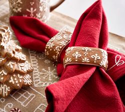 Gingerbread Stoneware Napkin Rings - Mixed Set of 4