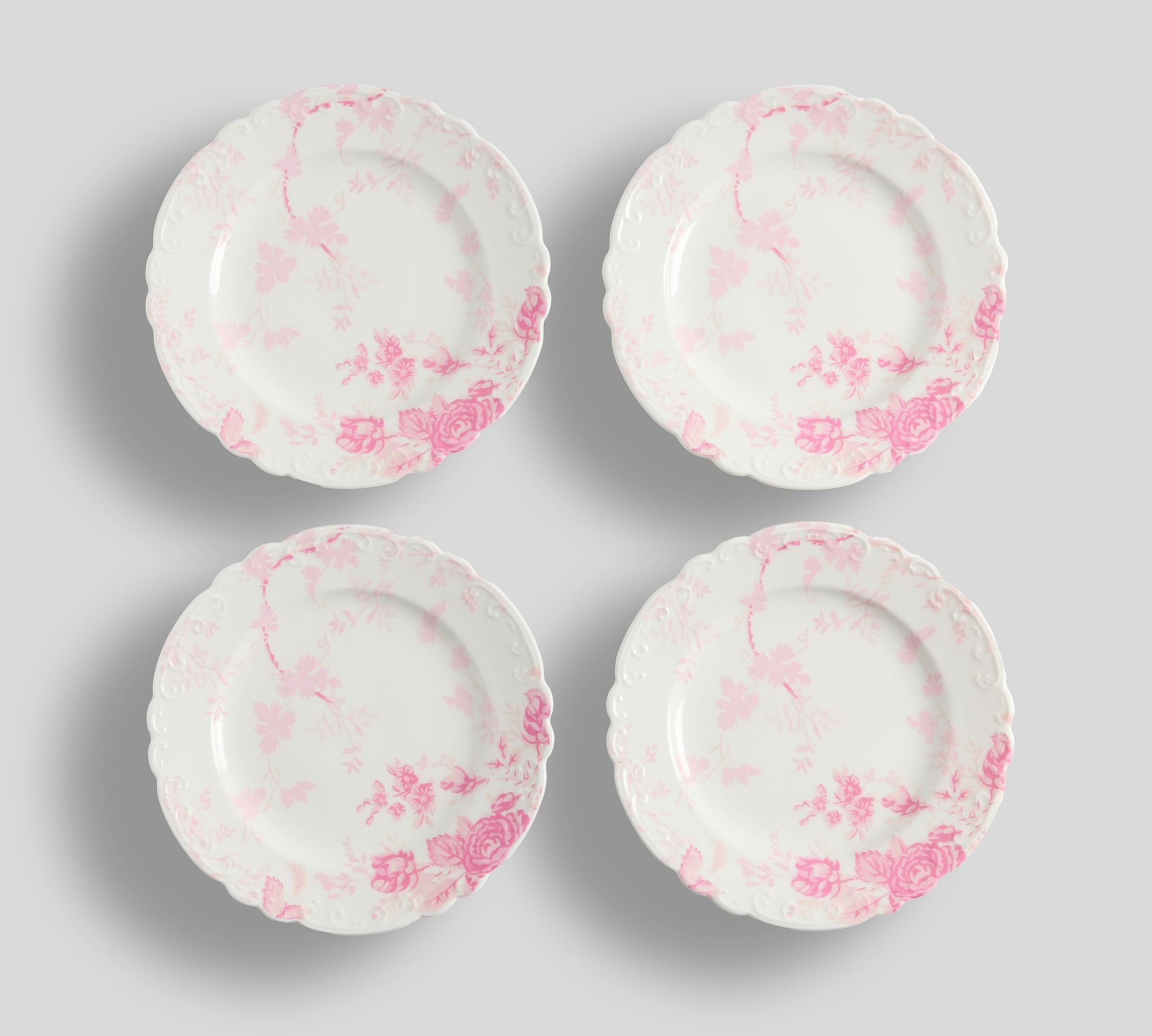 LoveShackFancy Rose Porcelain Appetizer Plates - Set of 4