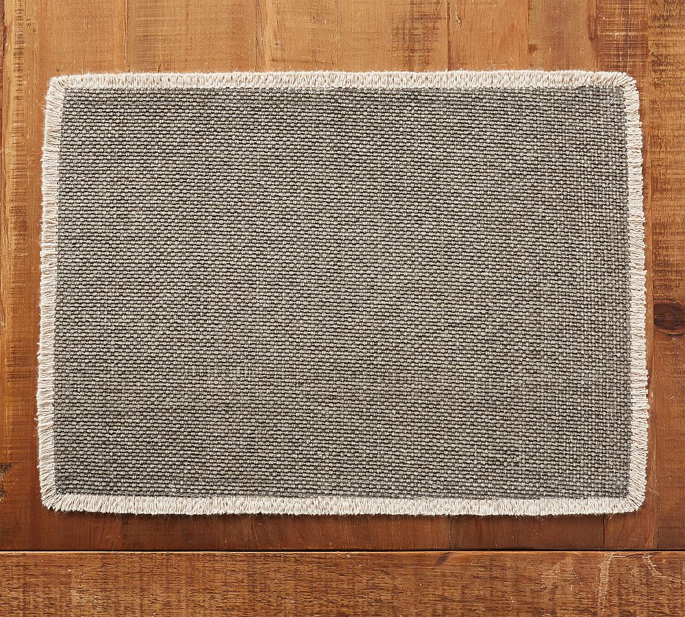 Mason Handwoven Cotton Fringe Placemats - Set of 4 - Set of 4 - Flint