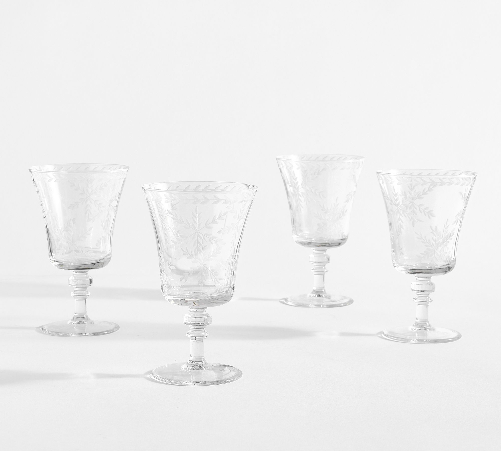 Etched Glass Snowflake Goblets - Set of 4