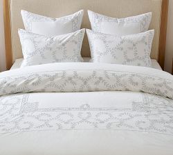 Emilie Embroidered Percale Duvet Cover