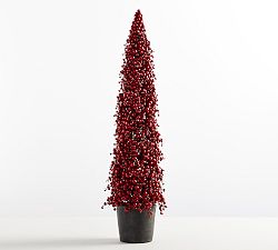 Open Box: Faux Potted Berry Cluster Cone Tree, Tall (36"H) - Red