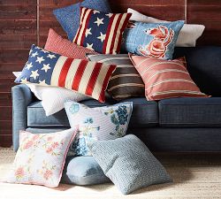 Flag Embroidered Lumbar Pillow Cover