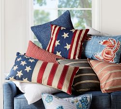 Flag Embroidered Lumbar Pillow Cover