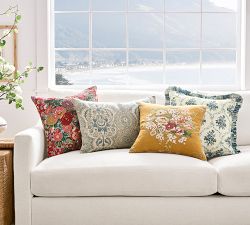 Maia Reversible Floral Striped Pillow Cover