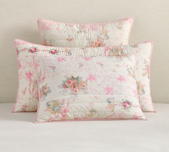 LoveShackFancy Floral Bow Patchwork Embroidered Quilted Sham