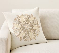 Winter Wreath Embroidered Pillow Cover