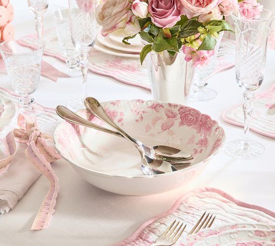 LoveShackFancy Pink Rose Serving Bowl