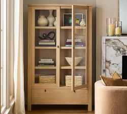 Modern Farmhouse Glass Cabinet with Drawers
