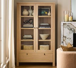 Modern Farmhouse Glass Cabinet with Drawers