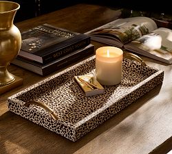 Cheetah Print Oak Wood Tray