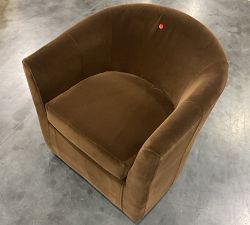 Open Box: Hyde Upholstered Swivel Armchair - Faux Mohair Velvet Espresso