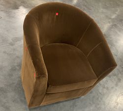 Open Box: Hyde Upholstered Swivel Armchair - Faux Mohair Velvet Espresso