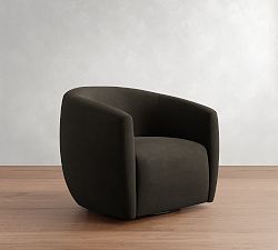 Open Box: Payton Upholstered Swivel Armchair - Performance Everyday Velvet™ Smoke