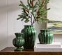 Fluted Green Ceramic Vase