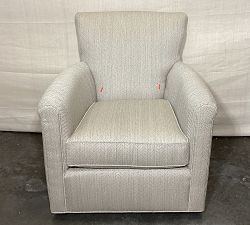 Open Box: Irving Roll Arm Swivel Armchair without Nailheads (33") - Sunbrella® Performance Herringbone Light Gray