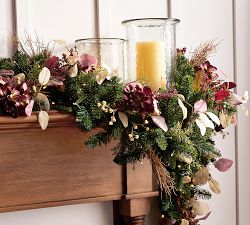 Faux Lit Elevated Holiday Wreath &amp; Garland