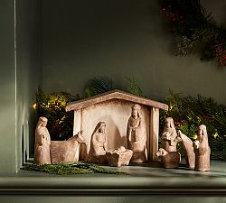 Rustic Brown Nativity Set