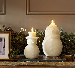 Standard Flameless Glitter Snowman Candle
