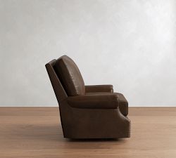 James Roll Arm Leather Swivel Chair
