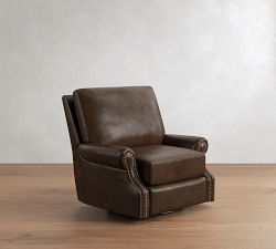 James Roll Arm Leather Swivel Chair
