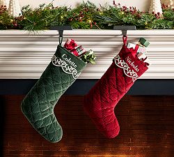 Heirloom Embroidered Velvet Stocking