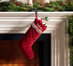 Heirloom Embroidered Velvet Stocking