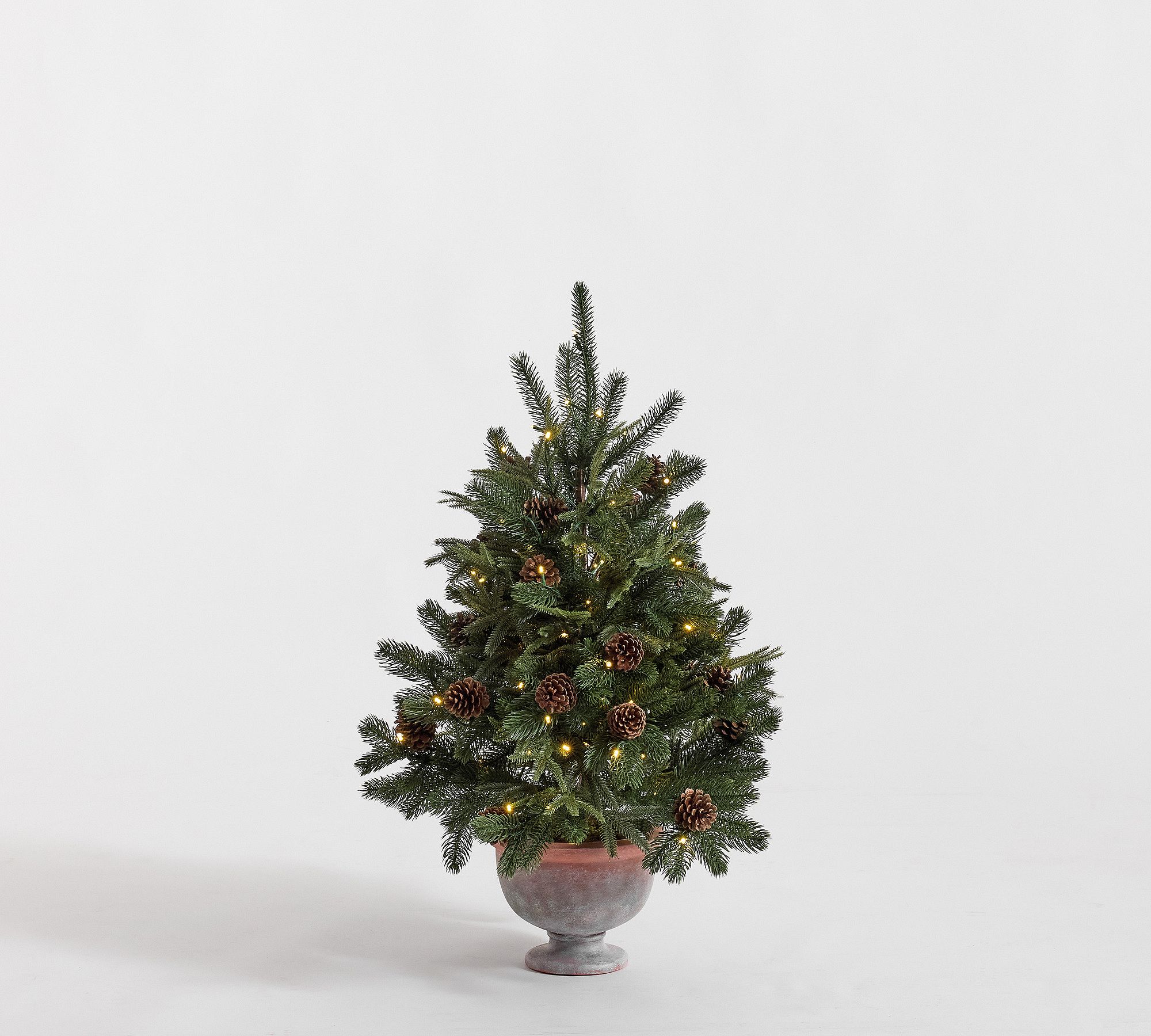 Faux Lit Potted Pinecone Tree
