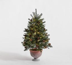 Faux Lit Potted Pinecone Tree