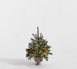 Faux Lit Potted Pinecone Tree