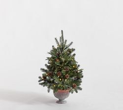 Faux Lit Potted Pinecone Tree