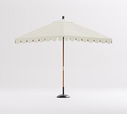 Scalloped Rectangular Eucalyptus Umbrella with Brass Accents (10')