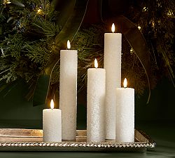 Standard Flameless Glitter Pillar Candles - Set of 5